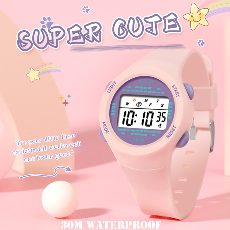 Smartwatch Watches For Kid Boy With Alarm - Relógio eletrônico infantil, relógio rosa fofo