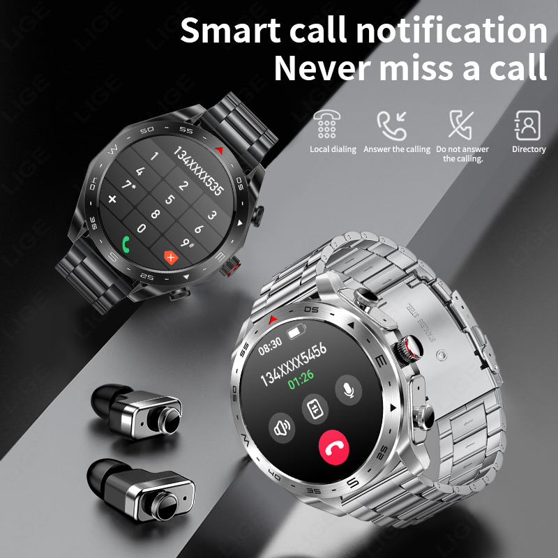 Fones de Ouvido LIGE TWS Bluet - Smartwatch Noise Watches For Men avaliação e preço